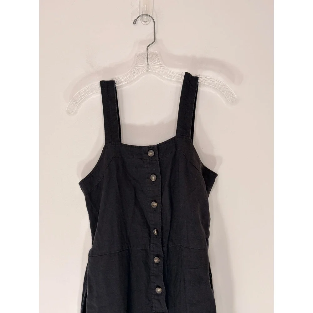 Everlane Linen Jumpsuit Picnic Button Front Belted‎ Lightweight Casual Size 2